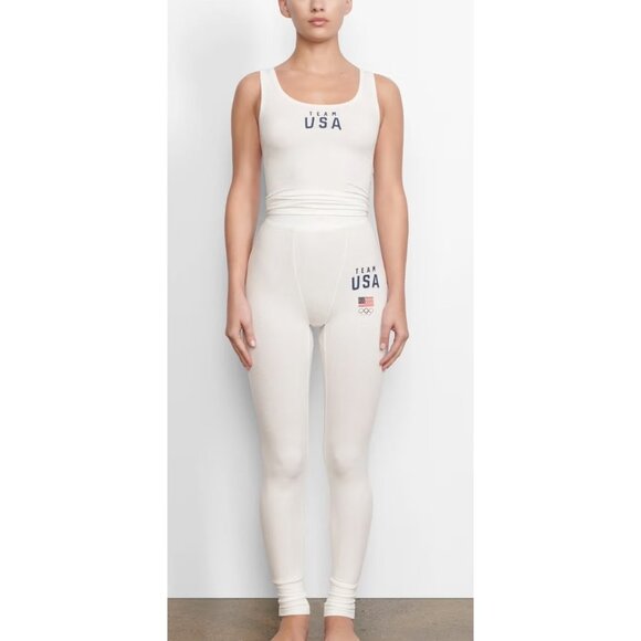 SKIMS Soft Lounge Rib Leggings Team USA White XL - Picture 11 of 11